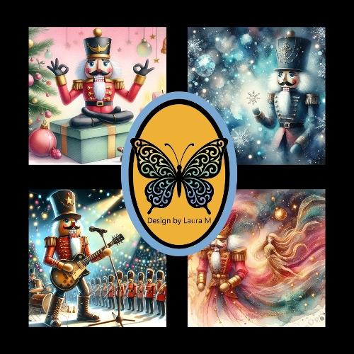 Festive Nutcracker Collection – Guitar Player, Gift Bearer, Choir Singer, and Dancing Star Ballerina Scenes