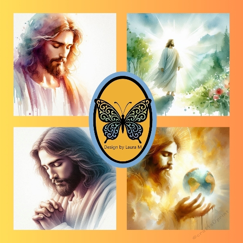 Vibrant Jesus Portraits Collection – Divine Digital Art Set of Four