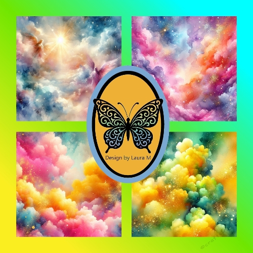 Colorful Abstract Cloud Art Set – Vibrant Ethereal Sky Designs