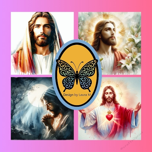 Watercolor Jesus Christ Collection – Serene Face, Lilies, Moonlit Forest, Radiant Halo