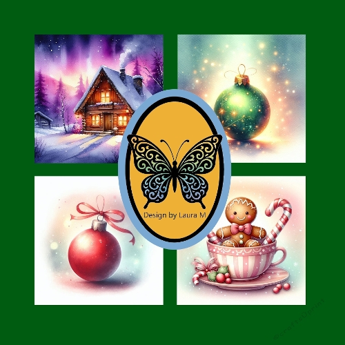 Watercolor Holiday Collection – Snowy Cabin, Christmas Ornaments, and Gingerbread Baby