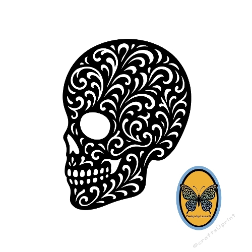 Skull with Lace – Intricate Halloween Cutting File for Crafts