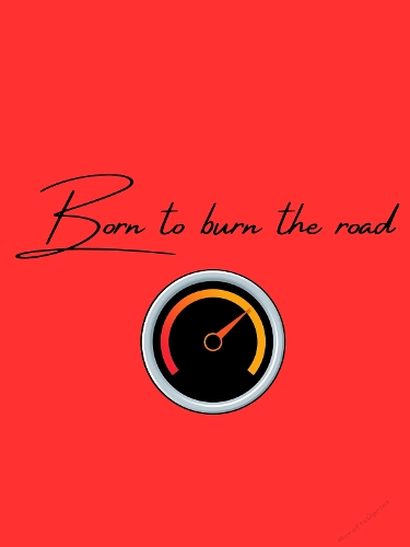 Born to Burn the Road – Speedometer Design on Red Background – Bold Automotive Art A4 JPEG