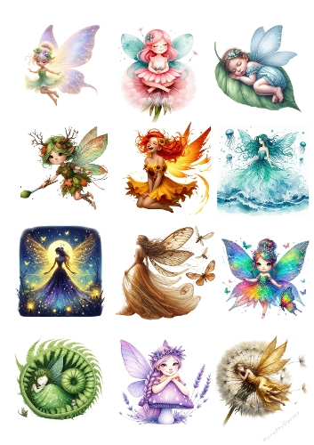 Whimsical Watercolor Fairies – 12 Colorful Digital Illustrations