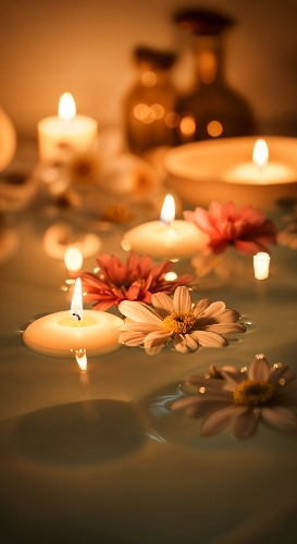 Candlelight Serenity – Warm Floral Still Life Photography