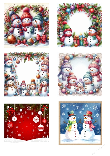 Festive Snowmen – Watercolor Christmas Illustration Set