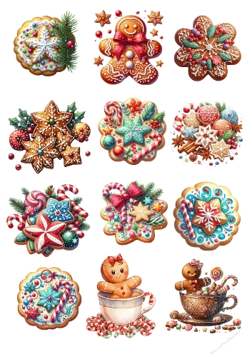Festive Gingerbread Cookies – Colorful Holiday Digital Illustration