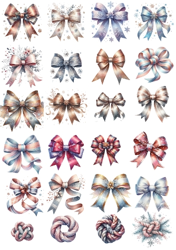 Ornate Watercolor Bows – 24 Elegant Ribbon Illustrations