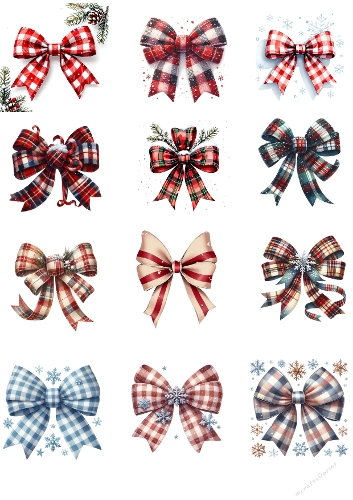 Festive Christmas Bows – 16 Digital Holiday Illustrations