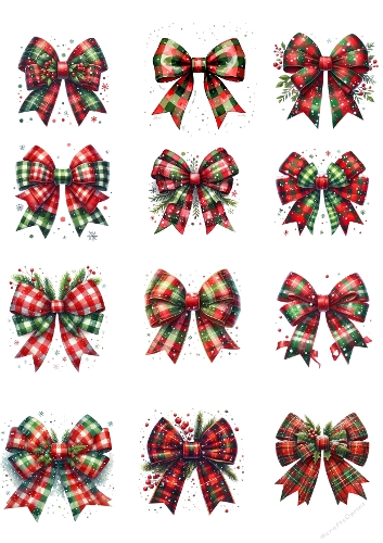Festive Christmas Bows – 12 Digital Holiday Illustrations