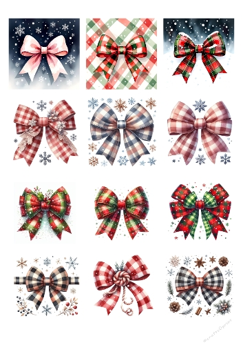 Festive Watercolor Christmas Bows – 12 Holiday Illustrations