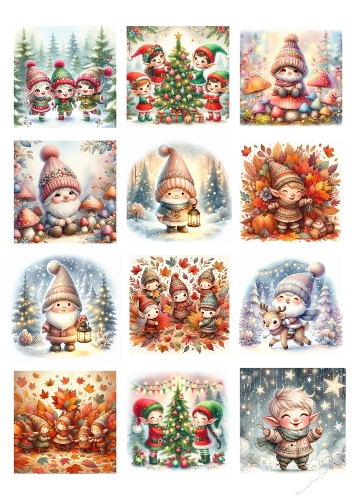 Whimsical Christmas Elves – 9 Festive Digital Illustrations