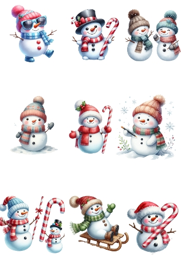 Whimsical Snowmen – 9 Festive Winter Illustrations