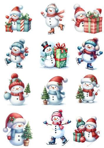 Cheerful Snowmen – 9 Festive Winter Digital Illustrations