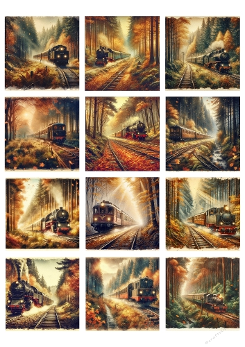Vintage Steam Trains in Autumn Forests
