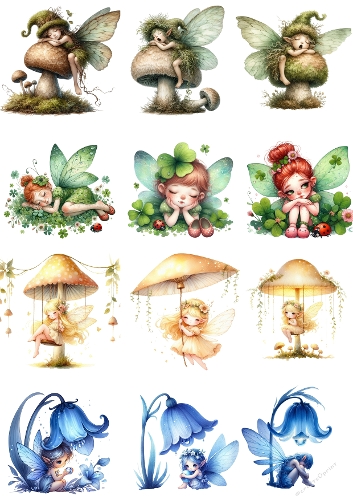 Whimsical Fairies and Flowers Watercolor Collection