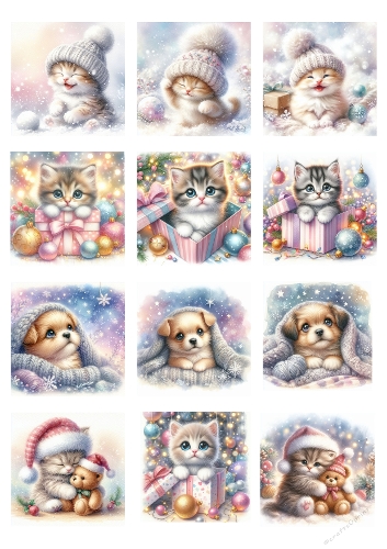 Whimsical Christmas Kittens – 9 Adorable Holiday Illustrations