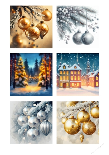 Festive Watercolor Christmas Collection – 6 Snowy Holiday Scenes