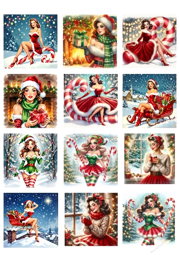 Festive Curvy Woman – 12 Watercolor Christmas Illustrations