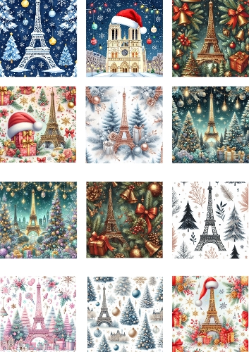 Festive Paris Christmas – 12 Holiday Illustrations