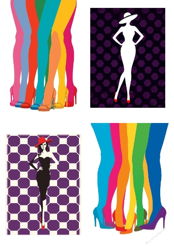 Abstract Womens Legs in Heels – 4 Vibrant Illustrations