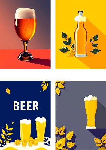 Vibrant Beer Illustrations – 4 Fun Digital Designs