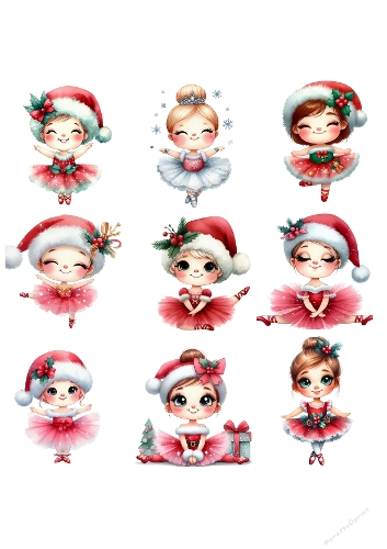 Chibi Christmas Ballet Dancers – Cute Festive Clipart