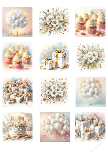 Pastel Watercolor Celebration – 12 Festive Digital Illustrations