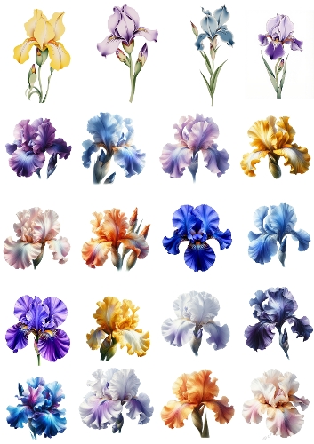 Watercolor Iris Collection – 20 Elegant Floral Illustrations