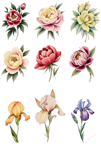 Vibrant Peony Garden – 9 Floral Digital Illustrations