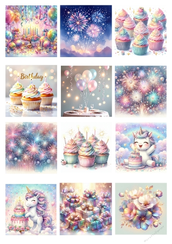 Whimsical Birthday Magic – 12 Pastel Fairy-Tale Illustrations