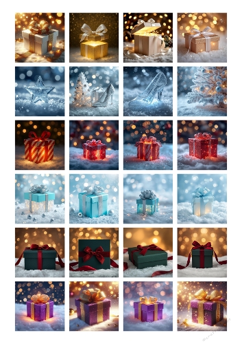 Watercolor Holiday Gift Boxes – 24 Festive Christmas Illustrations