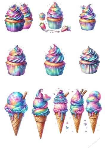 Iridescent Cupcakes and Ice Cream Cones – Pastel Rainbow Desserts