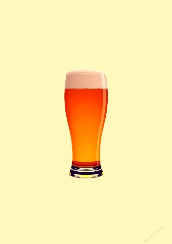 Minimalist Beer Glass Illustration – Golden Lager with Frothy Head