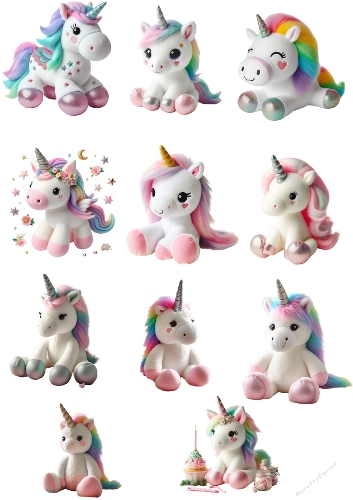 Pastel Plush Unicorns – 9 Adorable Digital Illustrations