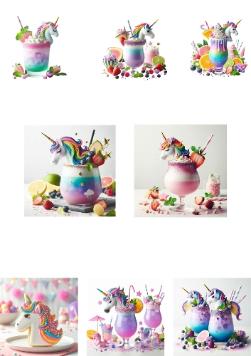 Unicorn-Themed Cocktails – 6 Vibrant Digital Illustrations