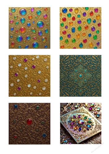 Gold and Gemstone Backgrounds – 6 Intricate Digital Illustrations