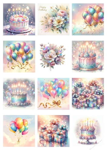 12 Pastel Birthday Celebration Illustrations – Vibrant Digital Collection