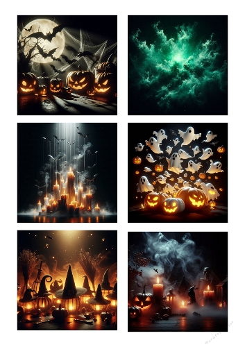 Six Spooky Halloween Digital Art Scenes