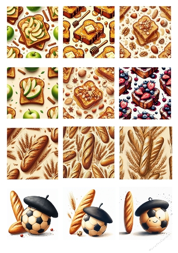 Seamless Pattern of Toasts and Breads | Artistic Food Illustration with Fruit and Fun Details+
