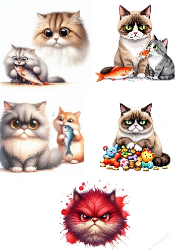 Charming Watercolor Cats Collection | Cute and Expressive Feline Illustrations