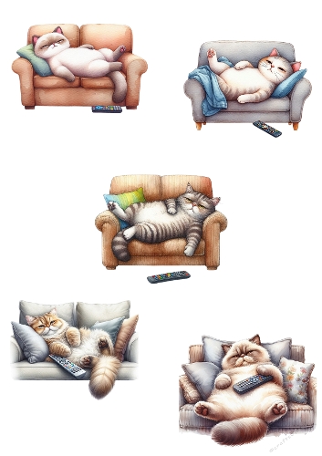 Watercolor Sleeping Cats Collection | Cozy Whimsical Illustrations in Soft Pastel Colors