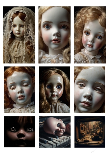 Haunted Antique Porcelain Dolls | Hyperrealistic and Ethereal Photorealistic Illustration