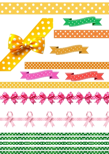 Colorful Polka Dot Ribbon Collection | Cute Vector Bows in Pink, Green, Yellow & Orange