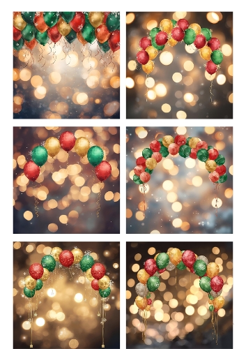 Festive Balloons with Bokeh Lights for Christmas, Birthday or Mothers Day