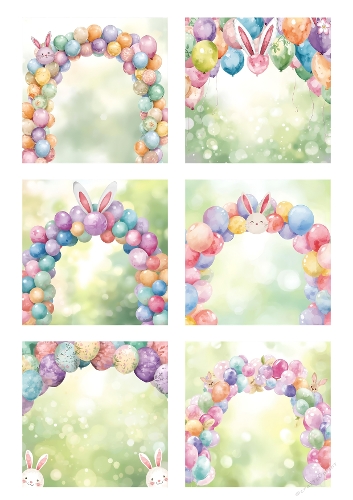 Easter Watercolor Kit: Balloon Arch with Bunny Ears in Pastel Colors