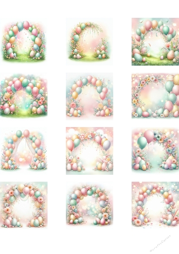 Festive Balloon Arch Decorations | Red & White, Blue & White with Glitter Background