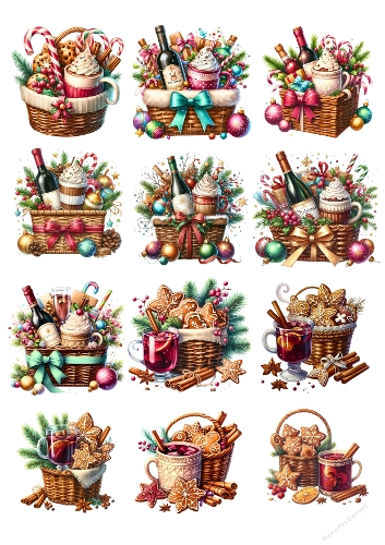 Watercolor Christmas Baskets with Festive Treats