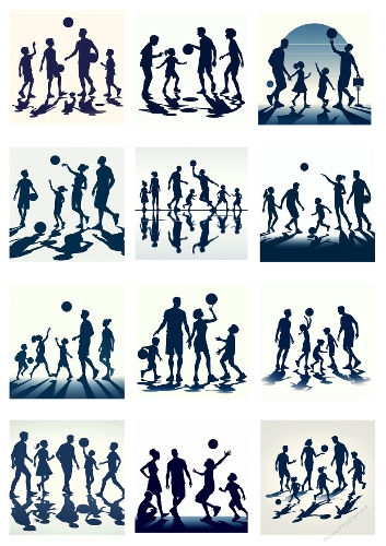 Basketball Silhouettes Collection – Minimalist Vector Art of Players in Motion