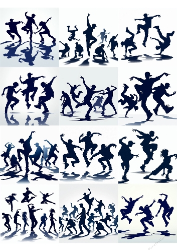 Dancing Silhouettes – Dynamic Black and White Motion Art